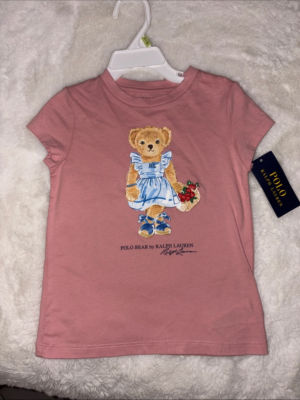 Polo Ralph Lauren 4T Toddler Girl Polo Bear Cottage Pink Tee Shirt NWT